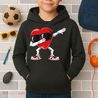 Funny Dabbing Heart gift for Valentines Day Kids Hoodie thumb 2