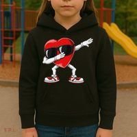 Funny Dabbing Heart gift for Valentines Day Kids Hoodie thumb 3