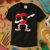 Funny Dabbing Heart gift for Valentines Day Kids T-Shirt thumb 3