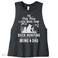 Funny Duck Hunting With Dad Dog Gift For Duck Hunting Women's Racerback Cropped Tank thumb 0