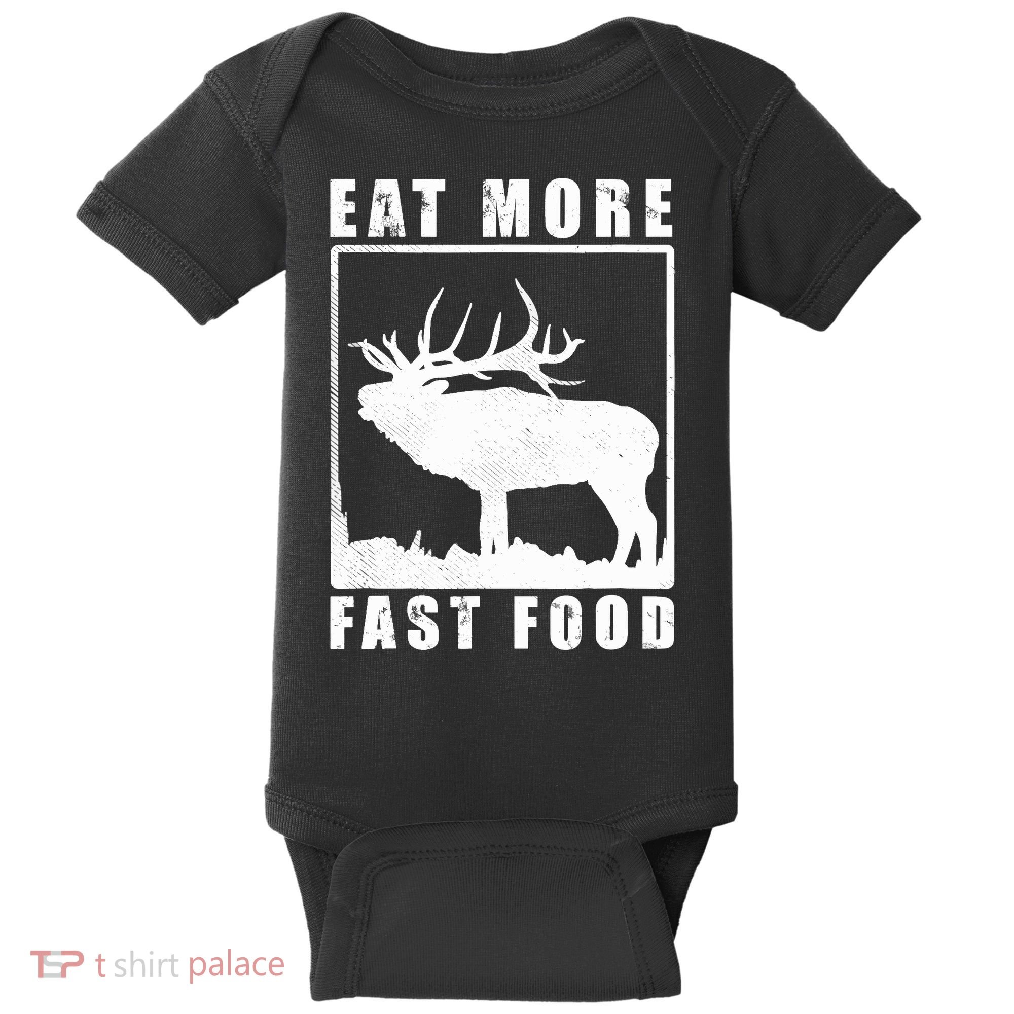 Funny Deer Hunting Season Eat More Fast Food Hunter Baby Bodysuit