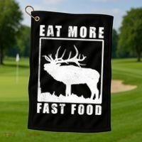 Funny Deer Hunting Season Eat More Fast Food Hunter Golf Towel thumb 1