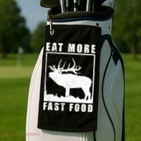 Funny Deer Hunting Season Eat More Fast Food Hunter Golf Towel thumb 2