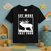 Funny Deer Hunting Season Eat More Fast Food Hunter Toddler T-Shirt thumb 3