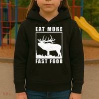 Funny Deer Hunting Season Eat More Fast Food Hunter Kids Hoodie thumb 3
