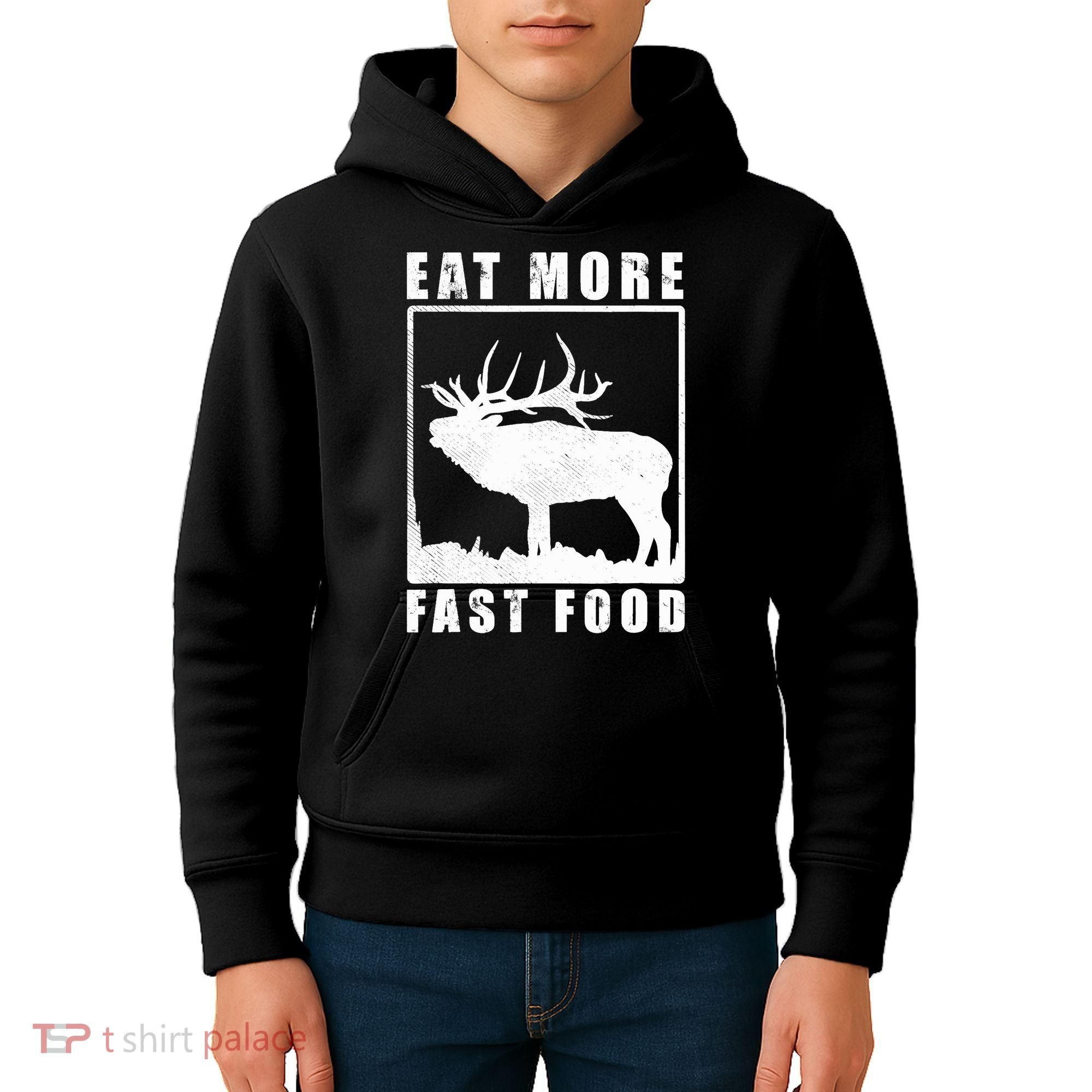 Funny Deer Hunting Season Eat More Fast Food Hunter Kids Hoodie