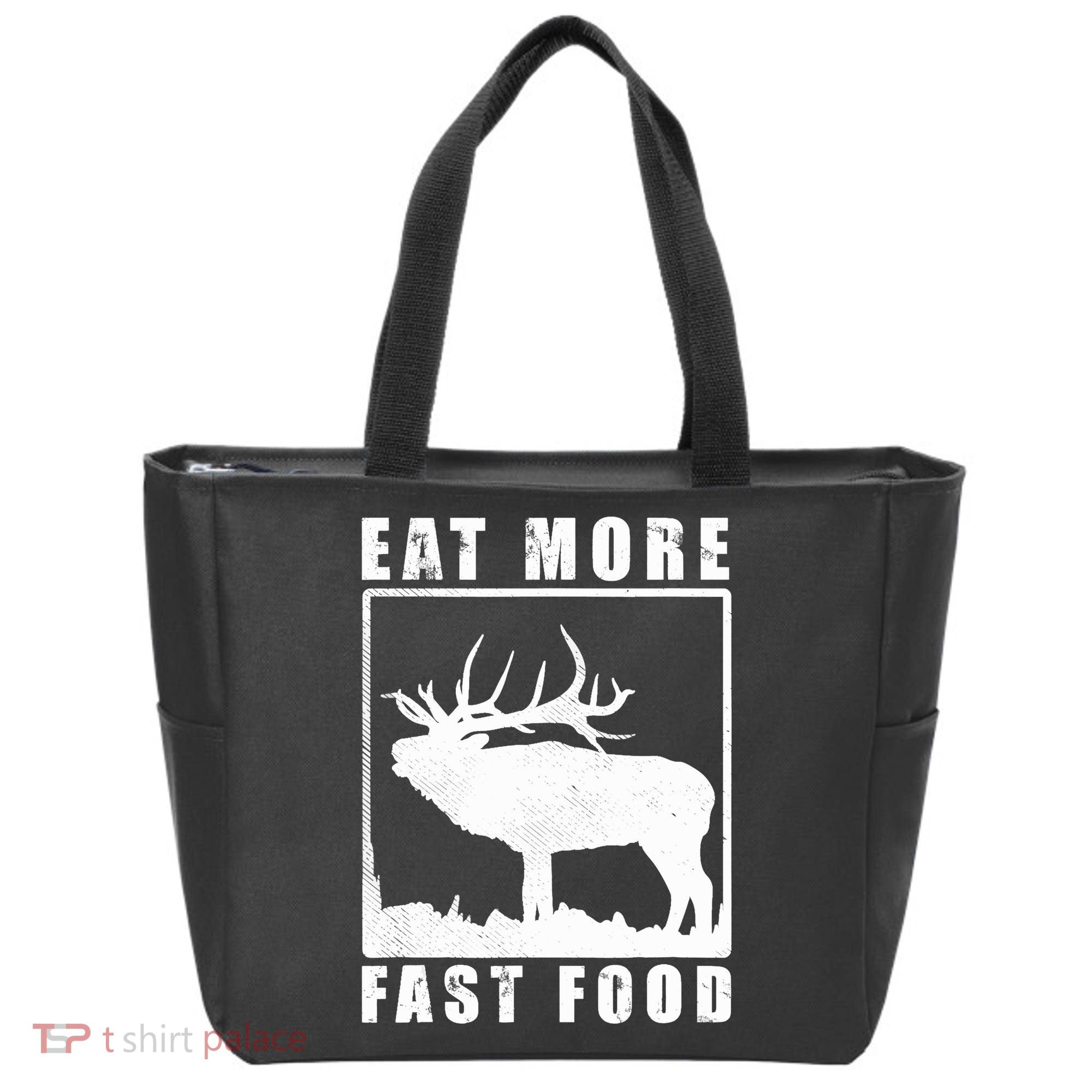 Funny Deer Hunting Season Eat More Fast Food Hunter Tote Bag