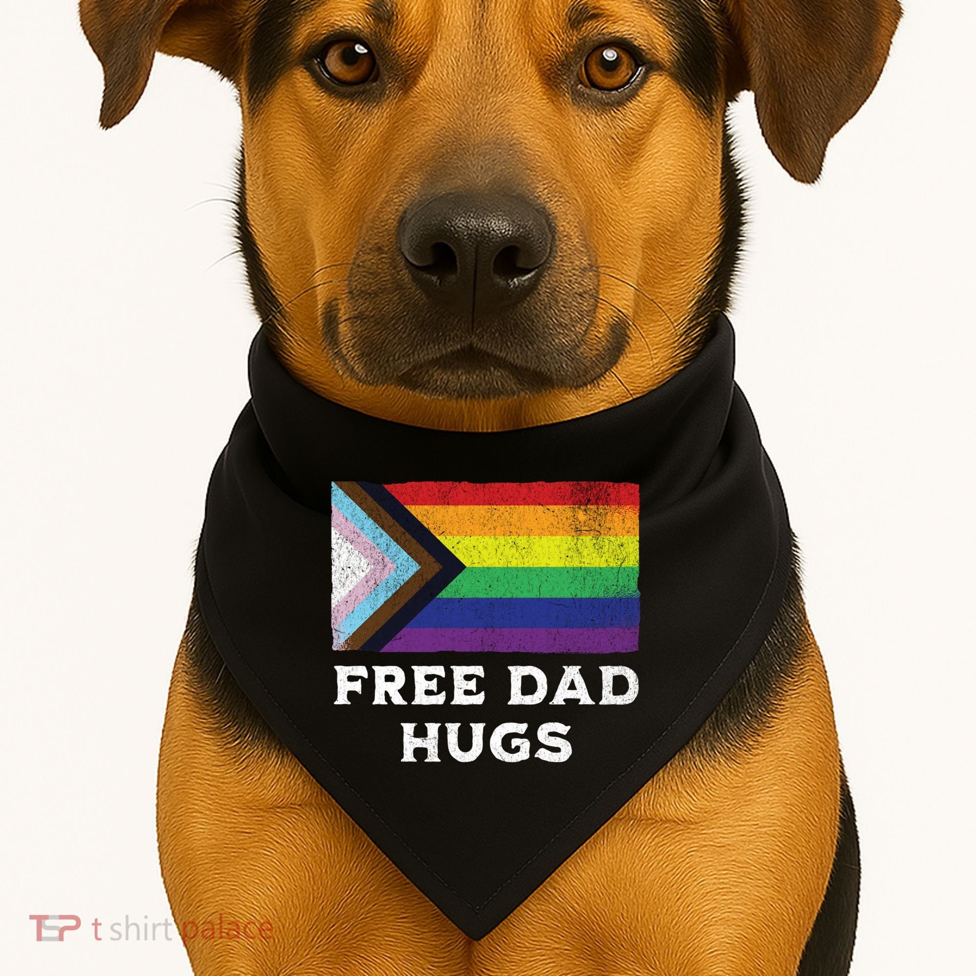 Free Dad Hugs Lgbt Rainbow Pride Fathers Day Pride Month Gift USA-Made Doggie Bandana