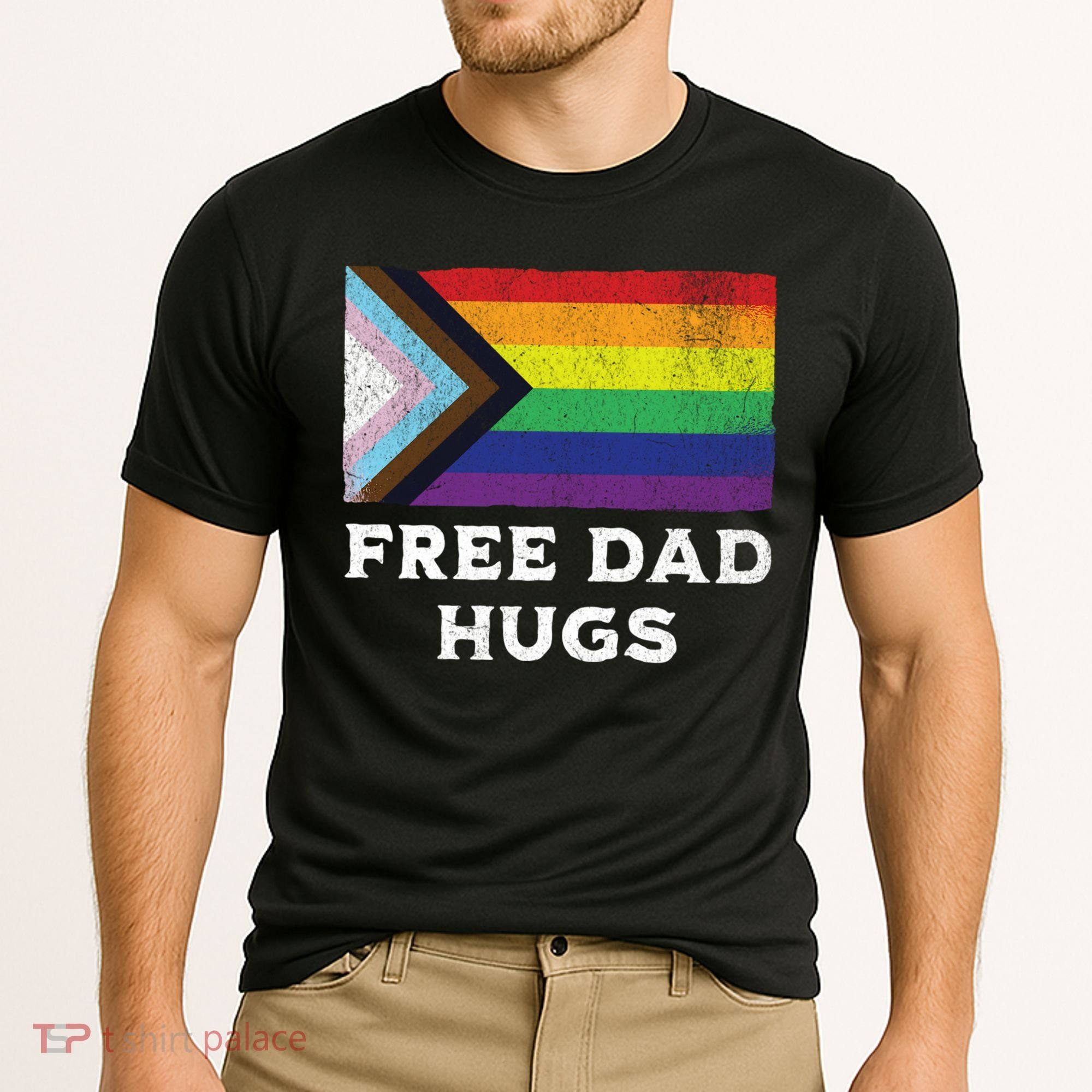 Free Dad Hugs Lgbt Rainbow Pride Fathers Day Pride Month Gift Cooling Performance Crew T-Shirt