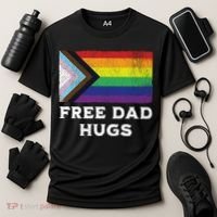 Free Dad Hugs Lgbt Rainbow Pride Fathers Day Pride Month Gift Cooling Performance Crew T-Shirt thumb 3