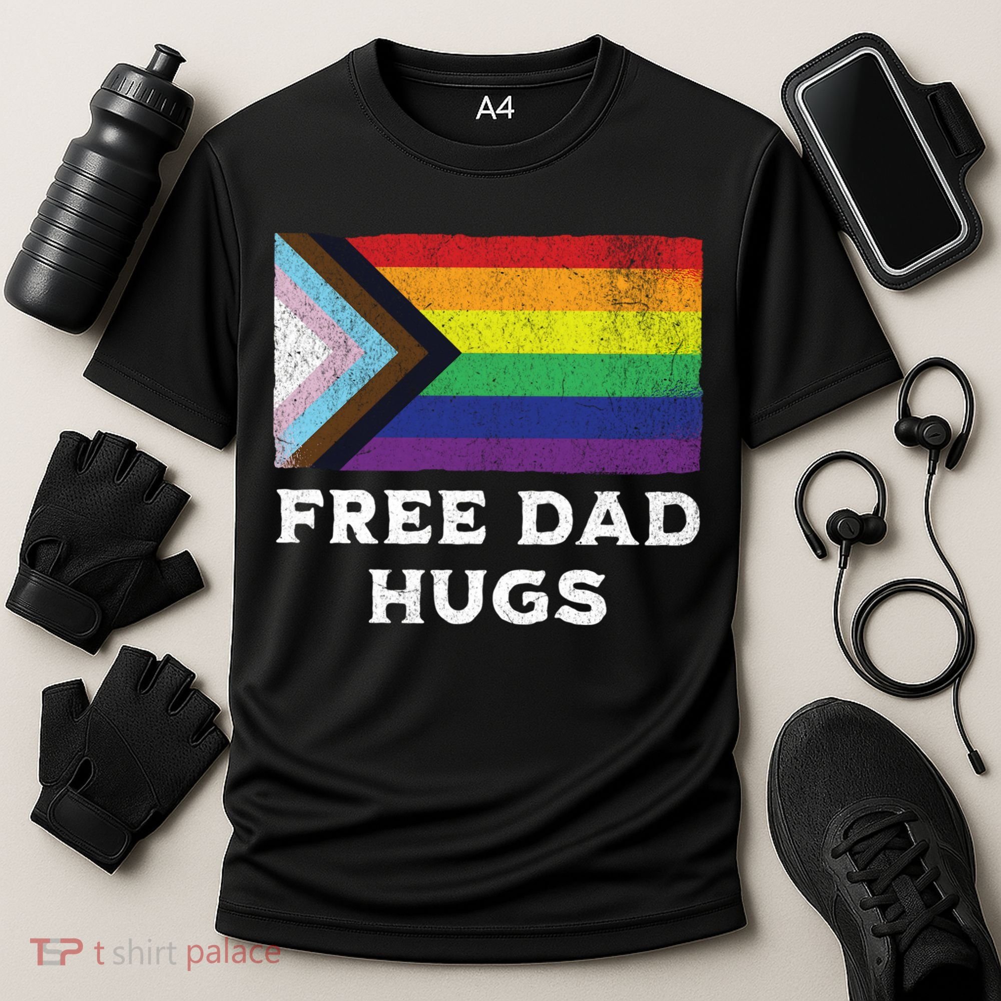 Free Dad Hugs Lgbt Rainbow Pride Fathers Day Pride Month Gift Cooling Performance Crew T-Shirt