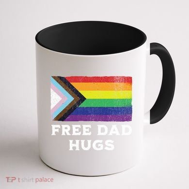Free Dad Hugs Lgbt Rainbow Pride Fathers Day Pride Month Gift Coffee Mug back