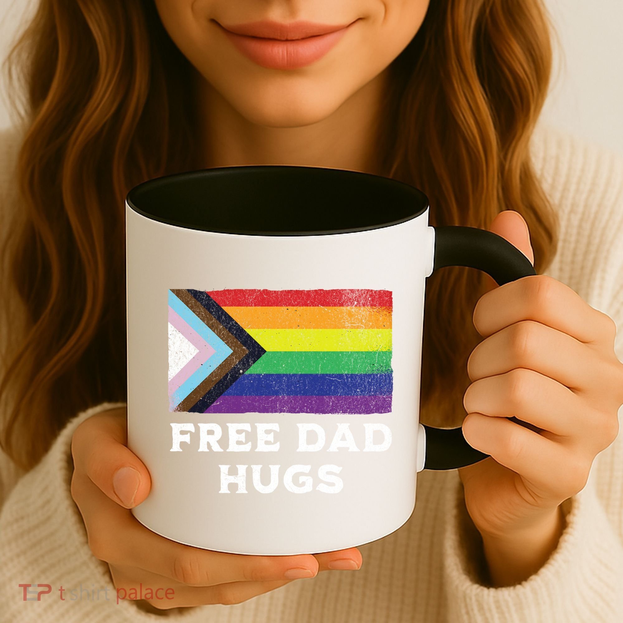 Free Dad Hugs Lgbt Rainbow Pride Fathers Day Pride Month Gift Coffee Mug