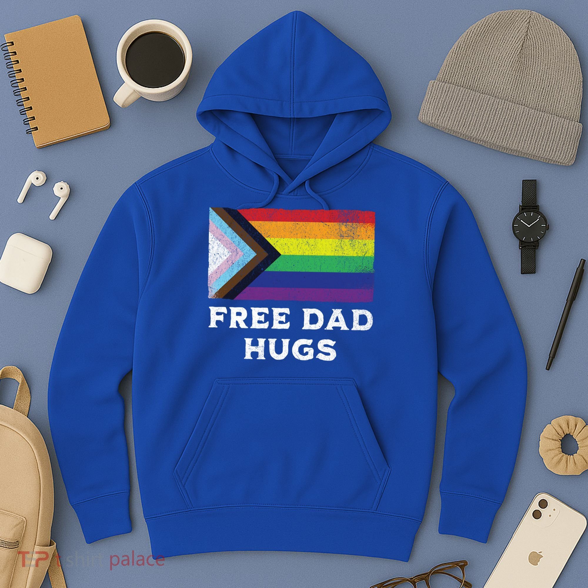 Free Dad Hugs Lgbt Rainbow Pride Fathers Day Pride Month Gift Hoodie