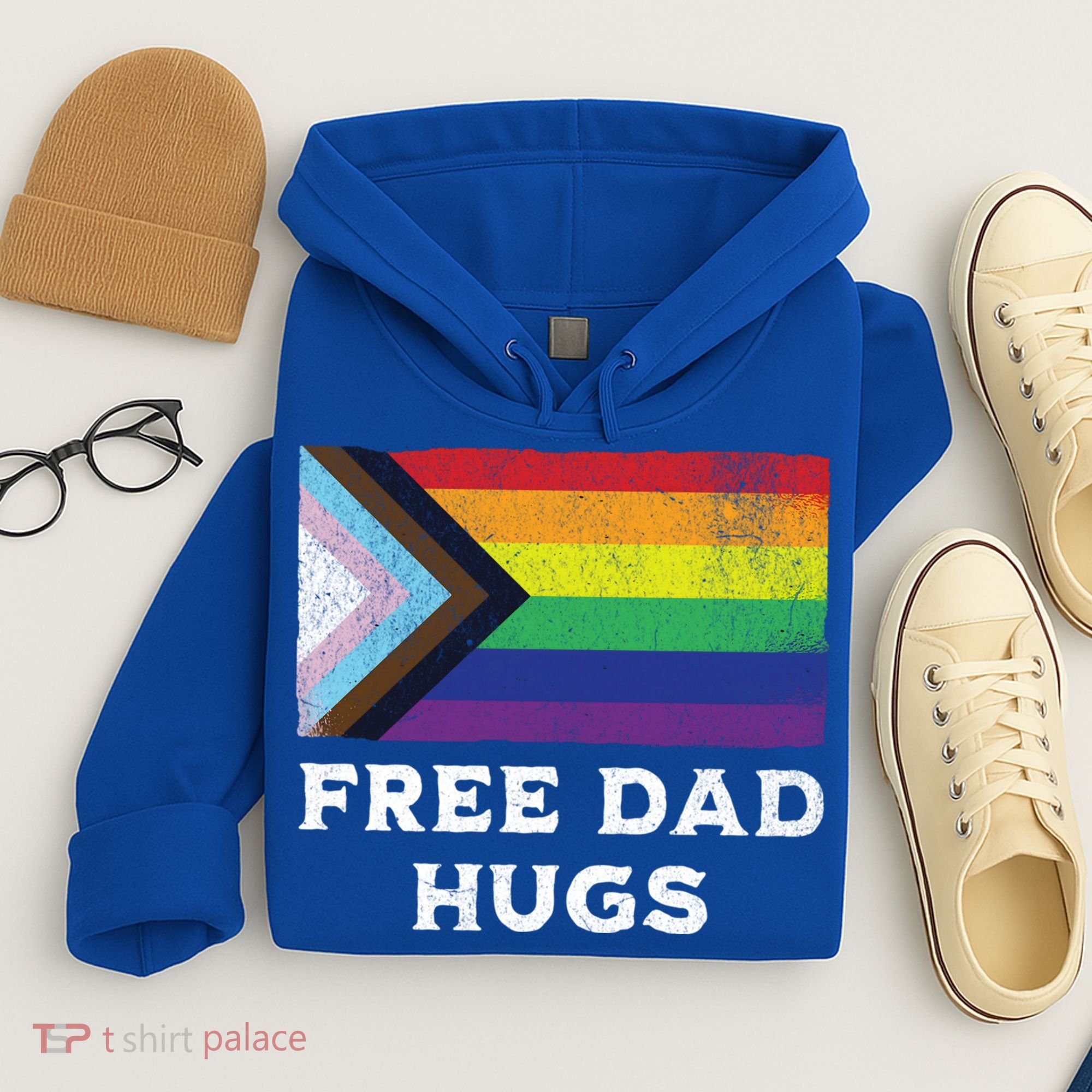 Free Dad Hugs Lgbt Rainbow Pride Fathers Day Pride Month Gift Hoodie