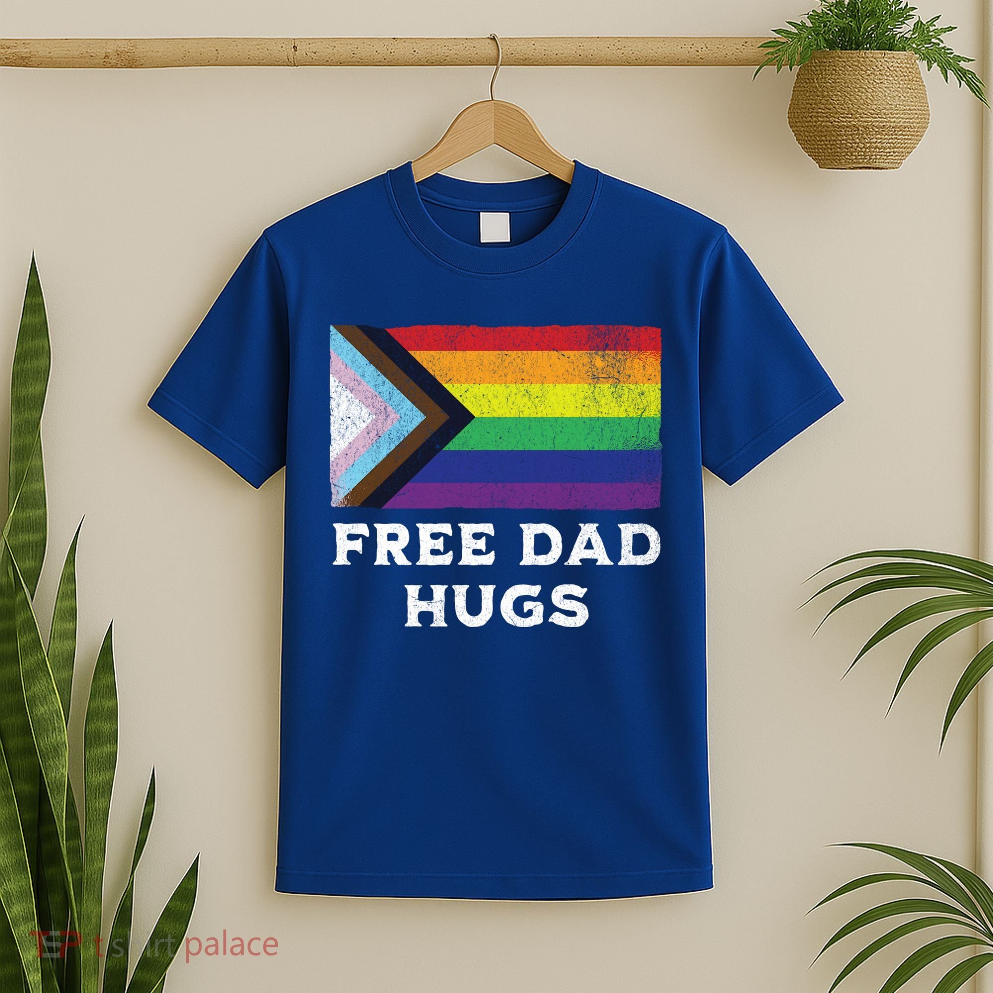 Free Dad Hugs Lgbt Rainbow Pride Fathers Day Pride Month Gift T-Shirt