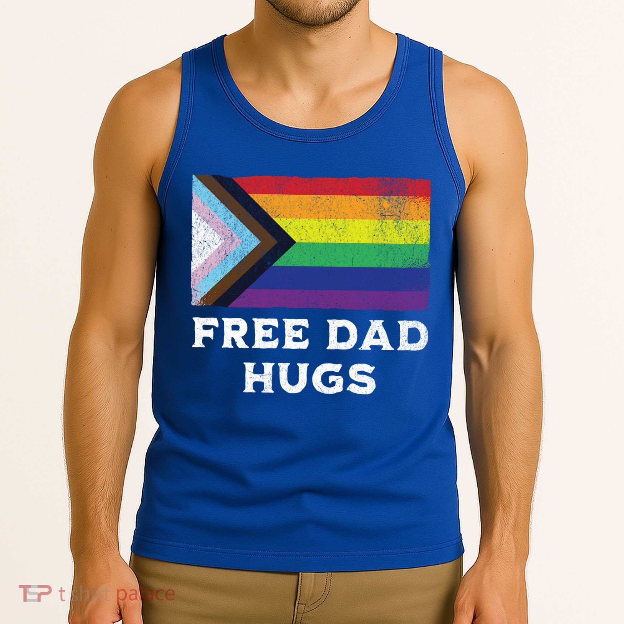 Free Dad Hugs Lgbt Rainbow Pride Fathers Day Pride Month Gift Tank Top