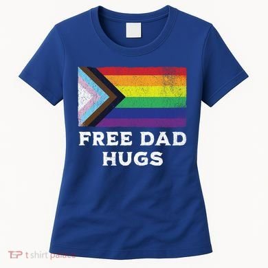 Free Dad Hugs Lgbt Rainbow Pride Fathers Day Pride Month Gift Women's T-Shirt