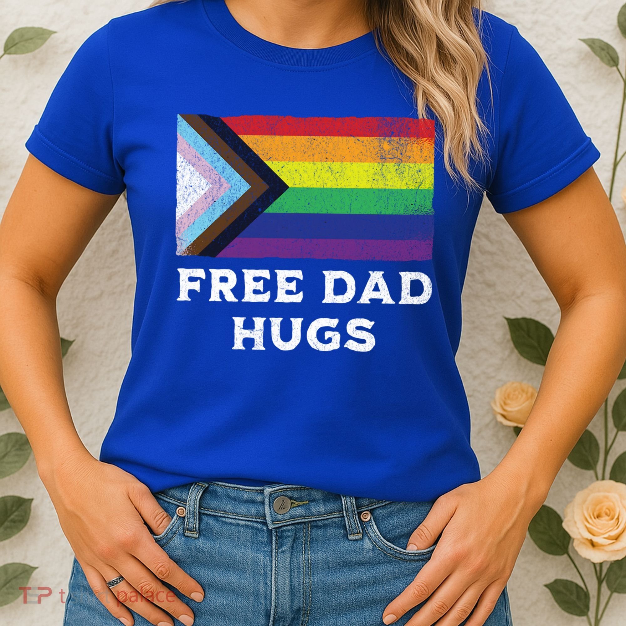 Free Dad Hugs Lgbt Rainbow Pride Fathers Day Pride Month Gift Women's T-Shirt