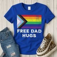 Free Dad Hugs Lgbt Rainbow Pride Fathers Day Pride Month Gift Women's T-Shirt thumb 3