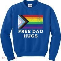 Free Dad Hugs Lgbt Rainbow Pride Fathers Day Pride Month Gift Kids Sweatshirt thumb 0