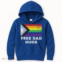 Free Dad Hugs Lgbt Rainbow Pride Fathers Day Pride Month Gift Kids Hoodie thumb 0