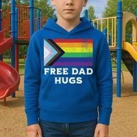 Free Dad Hugs Lgbt Rainbow Pride Fathers Day Pride Month Gift Kids Hoodie thumb 2