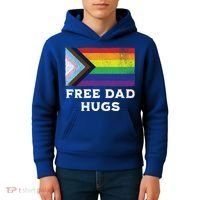 Free Dad Hugs Lgbt Rainbow Pride Fathers Day Pride Month Gift Kids Hoodie thumb 4