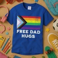 Free Dad Hugs Lgbt Rainbow Pride Fathers Day Pride Month Gift Kids T-Shirt thumb 3