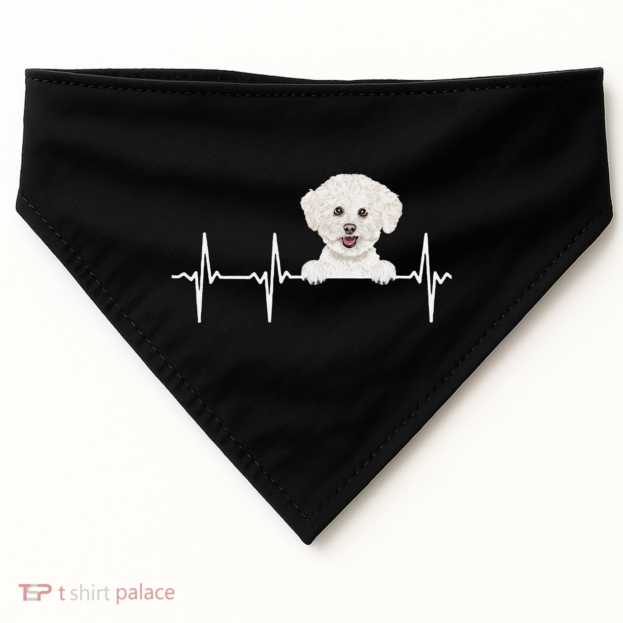 Funny Dog Heartbeat For Bichons Frise Lovers USA-Made Doggie Bandana