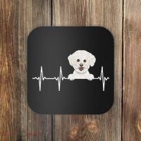 Funny Dog Heartbeat For Bichons Frise Lovers Coaster thumb 0