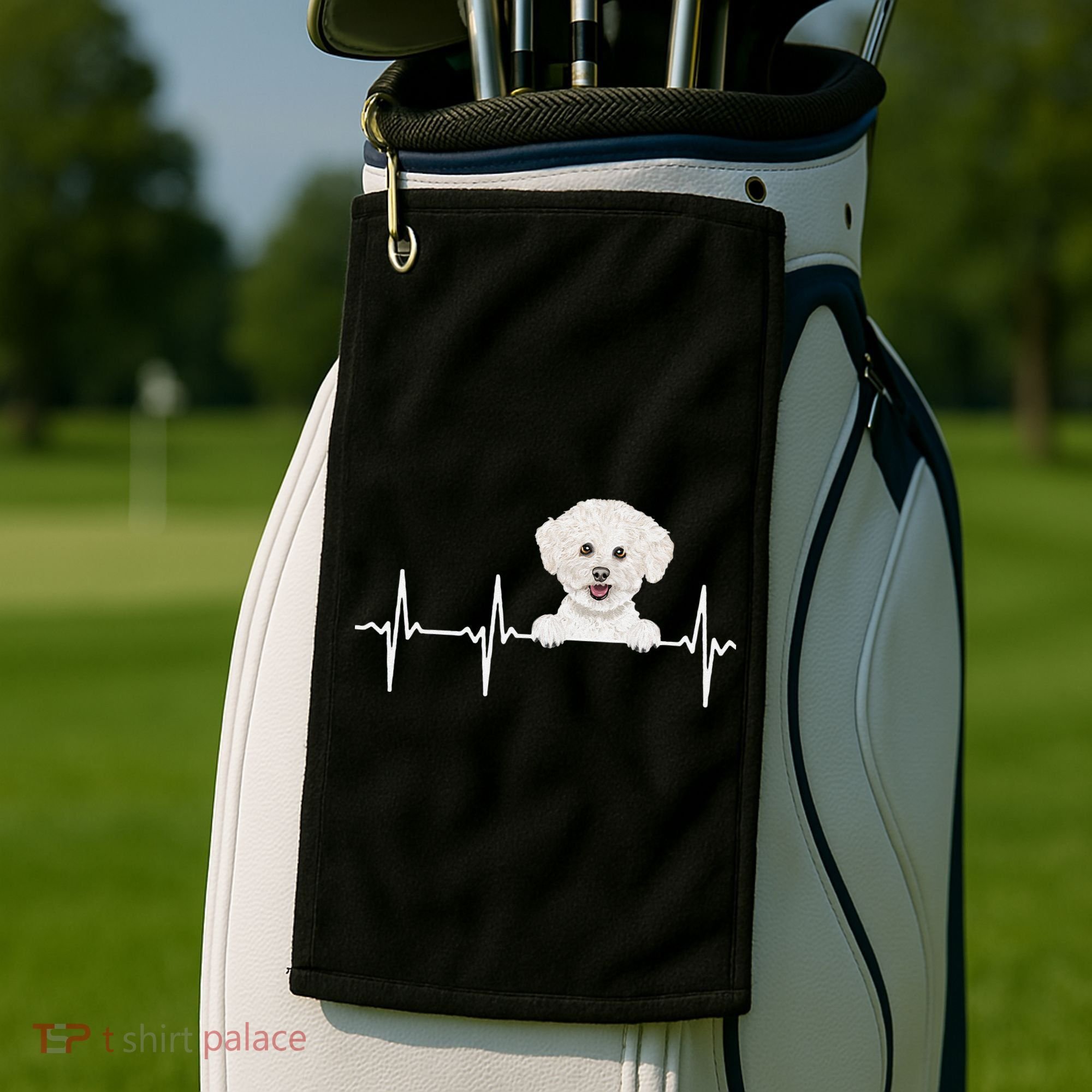 Funny Dog Heartbeat For Bichons Frise Lovers Golf Towel
