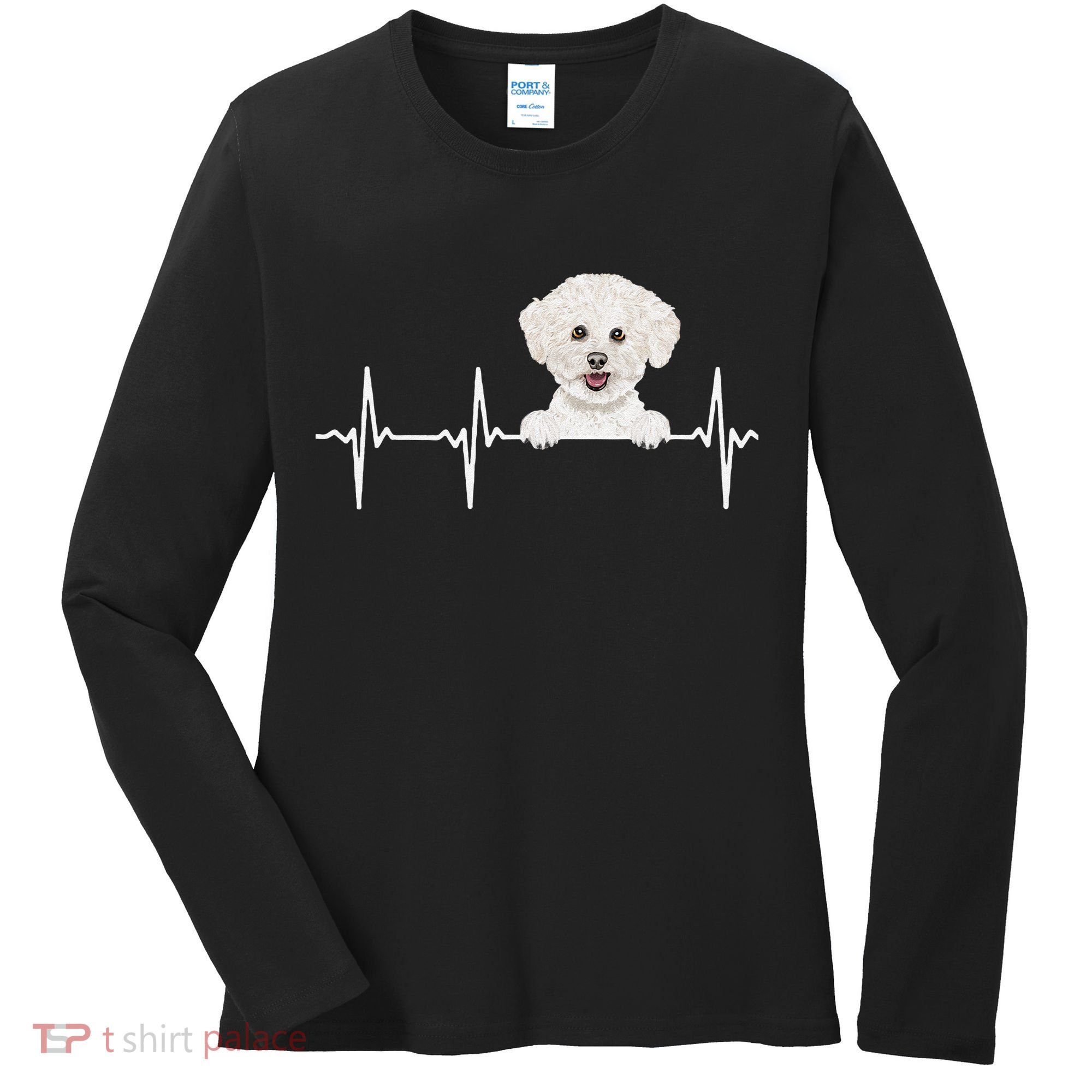 Funny Dog Heartbeat For Bichons Frise Lovers Women's Long Sleeve Shirt