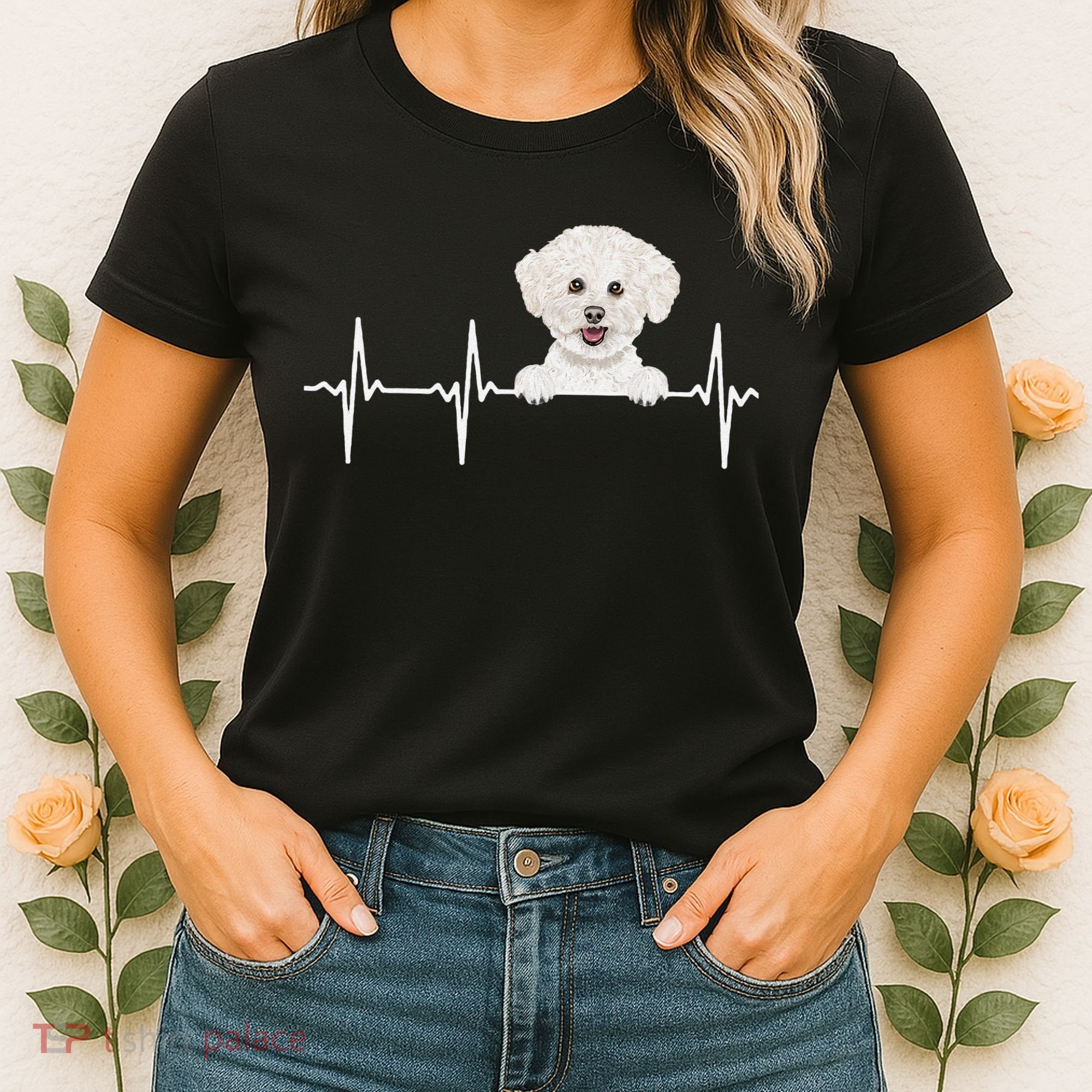 Funny Dog Heartbeat For Bichons Frise Lovers Women's T-Shirt