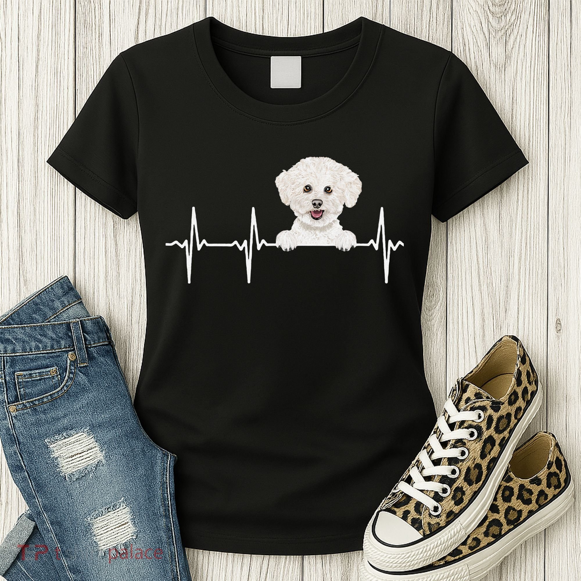 Funny Dog Heartbeat For Bichons Frise Lovers Women's T-Shirt