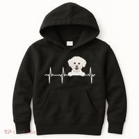 Funny Dog Heartbeat For Bichons Frise Lovers Kids Hoodie thumb 0