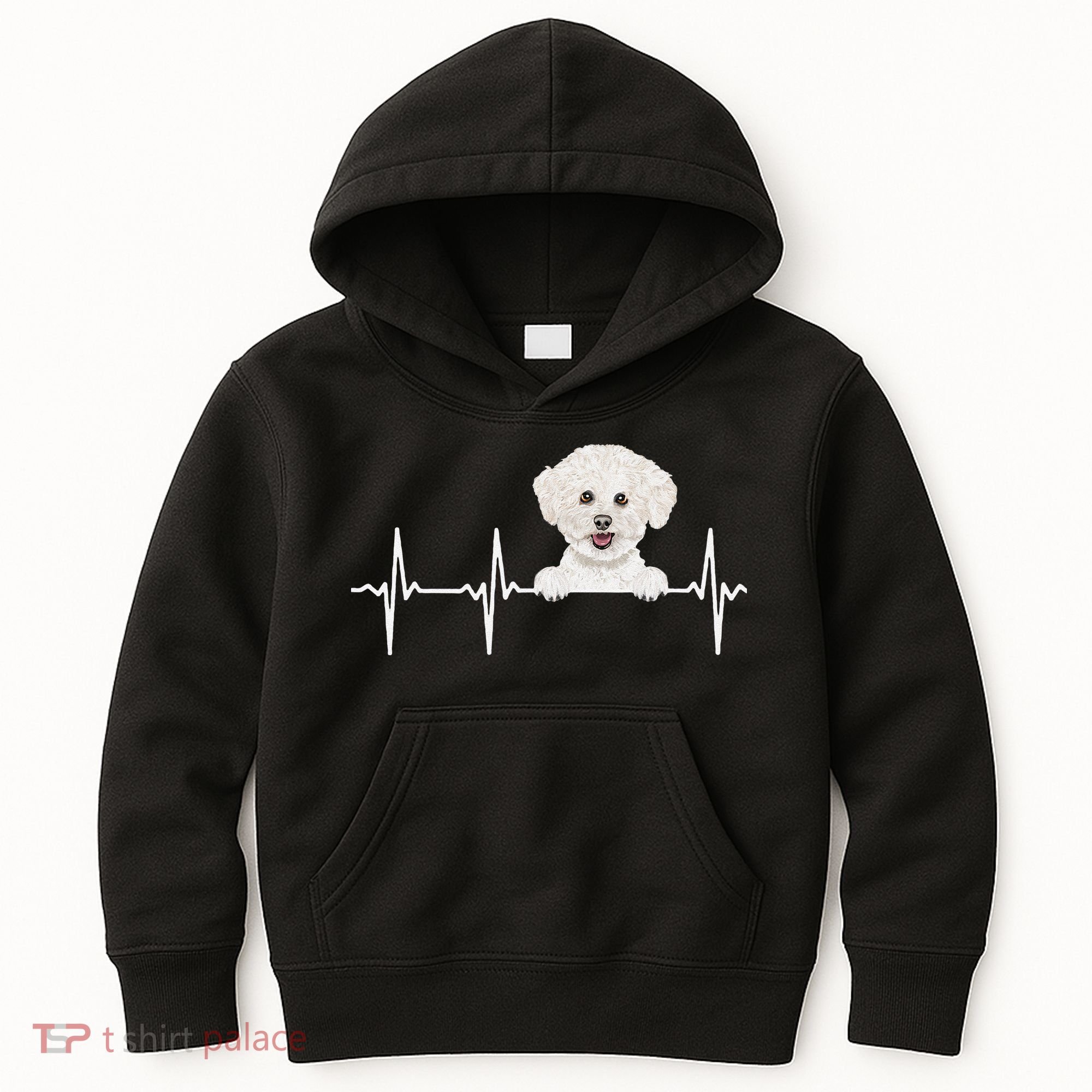 Funny Dog Heartbeat For Bichons Frise Lovers Kids Hoodie