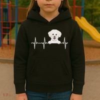 Funny Dog Heartbeat For Bichons Frise Lovers Kids Hoodie thumb 3