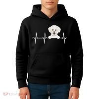 Funny Dog Heartbeat For Bichons Frise Lovers Kids Hoodie thumb 4