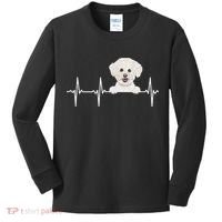 Funny Dog Heartbeat For Bichons Frise Lovers Kids Long Sleeve Shirt thumb 0