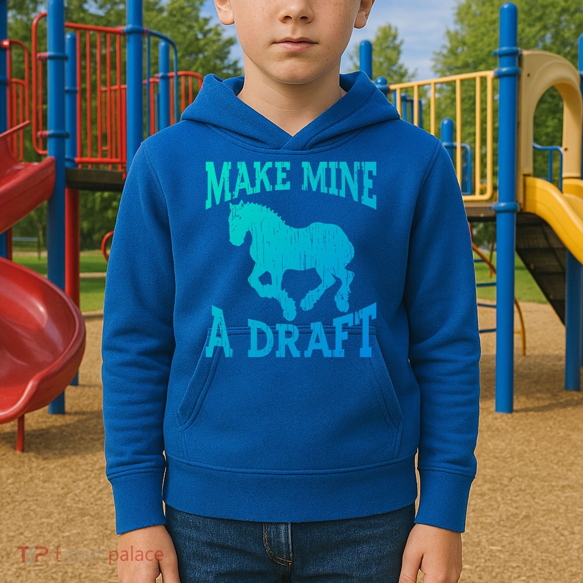 Funny Draft Horse Gift Cool Make Mine A Draft Gift Kids Hoodie