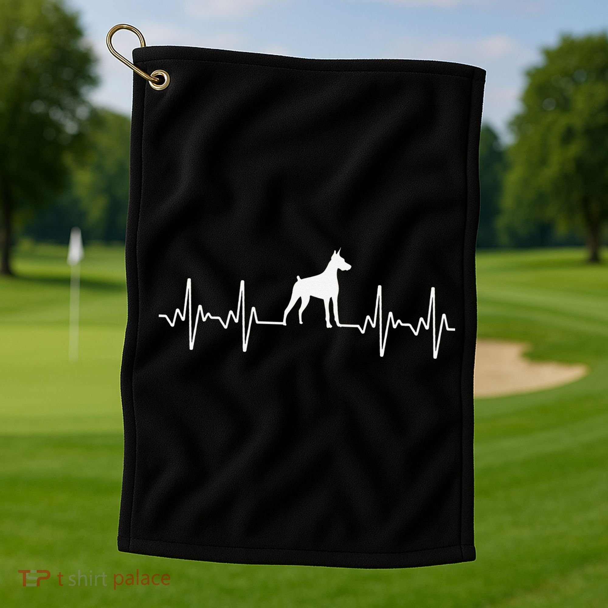 funny Doberman Heartbeat For Doberman Lover Golf Towel