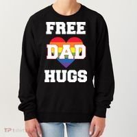 Free Dad Hugs With Rainbow Lgbtq+ Pride Heart Gift Women's Sweatshirt thumb 0