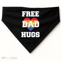 Free Dad Hugs With Rainbow Lgbtq+ Pride Heart Gift USA-Made Doggie Bandana thumb 0