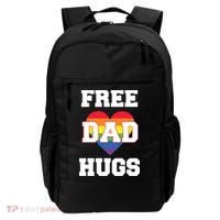 Free Dad Hugs With Rainbow Lgbtq+ Pride Heart Gift Backpack thumb 0