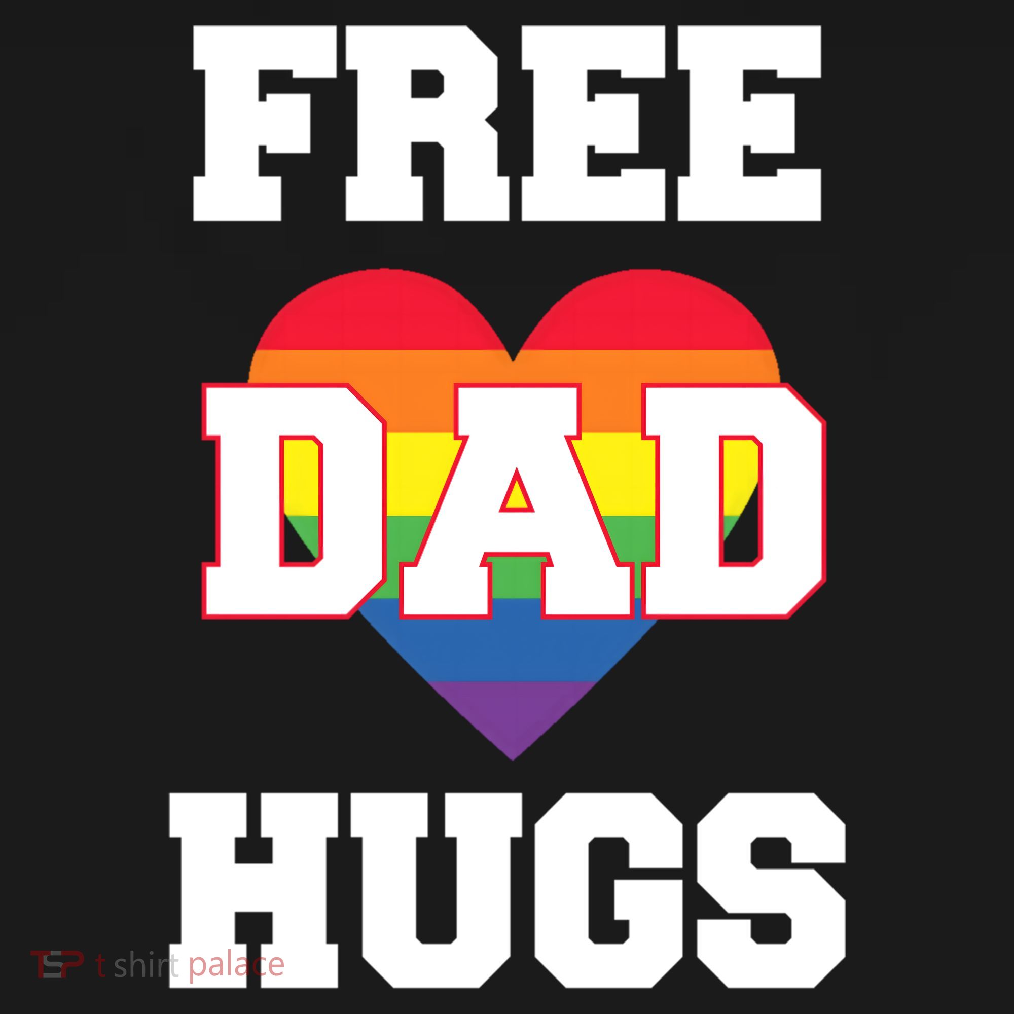 Free Dad Hugs With Rainbow Lgbtq+ Pride Heart Gift Women's Hoodie
