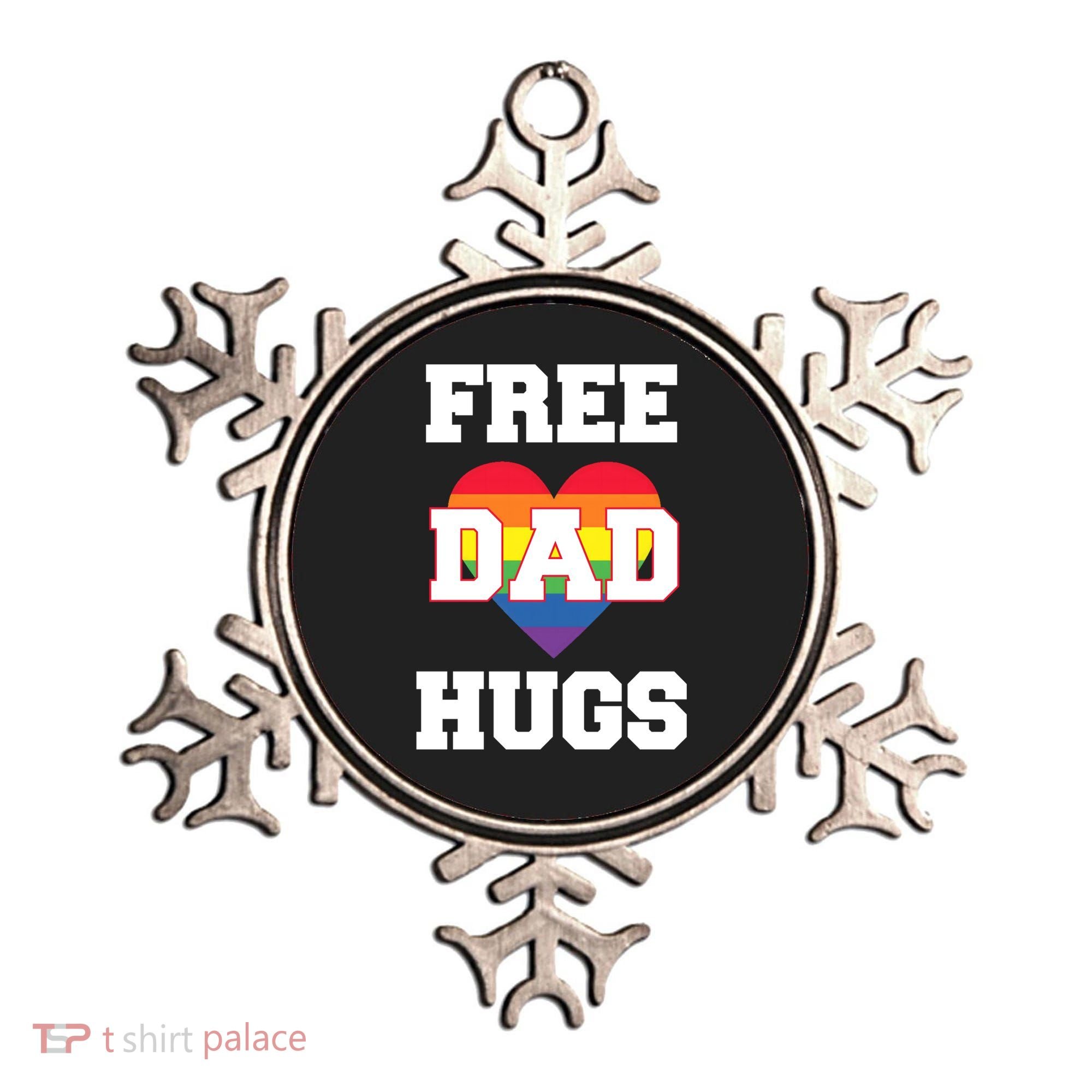 Free Dad Hugs With Rainbow Lgbtq+ Pride Heart Gift Ornament