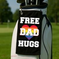 Free Dad Hugs With Rainbow Lgbtq+ Pride Heart Gift Golf Towel thumb 2