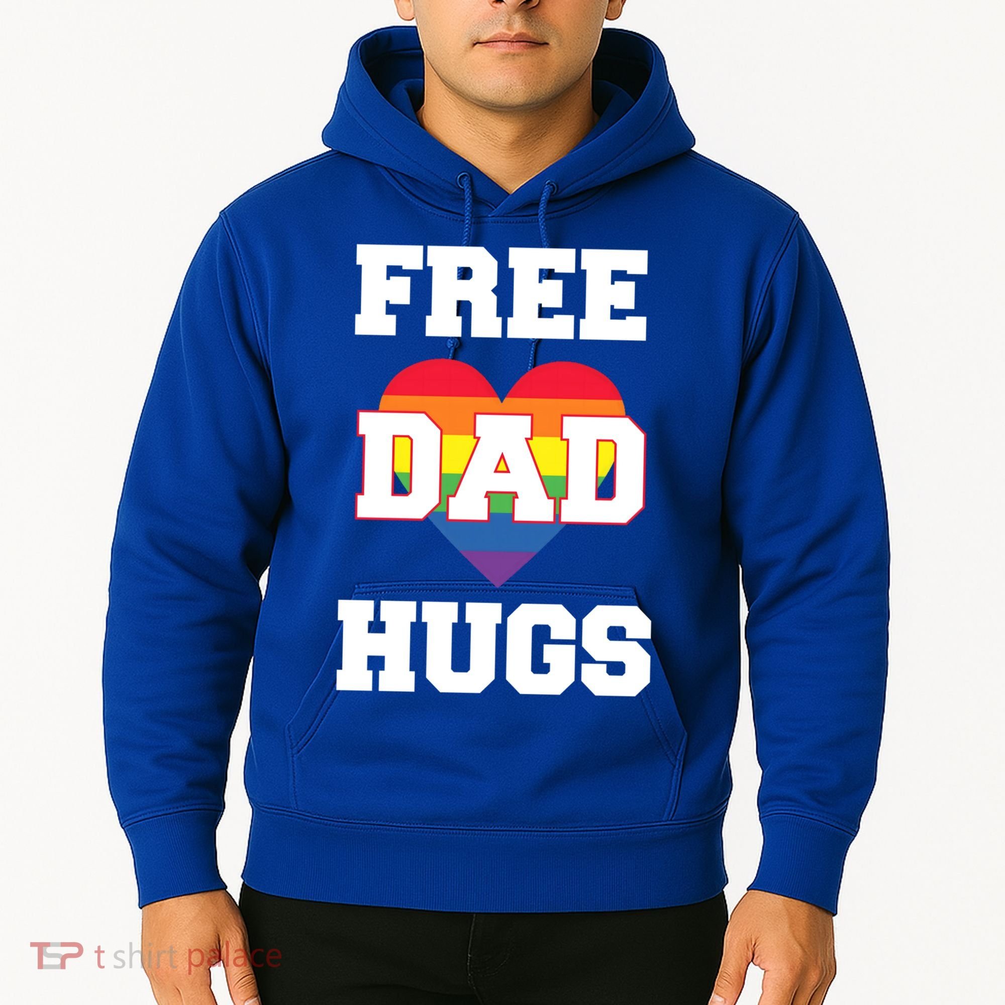 Free Dad Hugs With Rainbow Lgbtq+ Pride Heart Gift Hoodie
