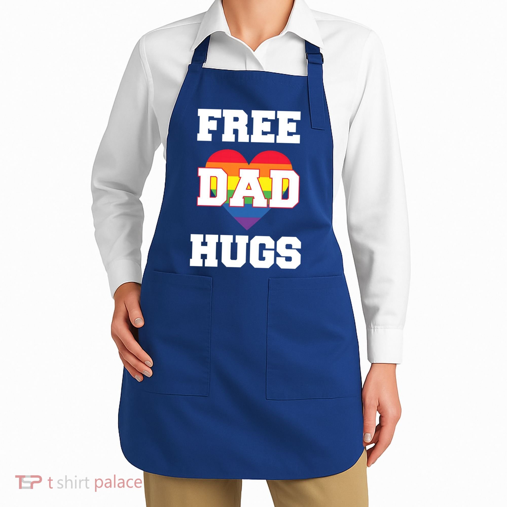 Free Dad Hugs With Rainbow Lgbtq+ Pride Heart Gift Apron